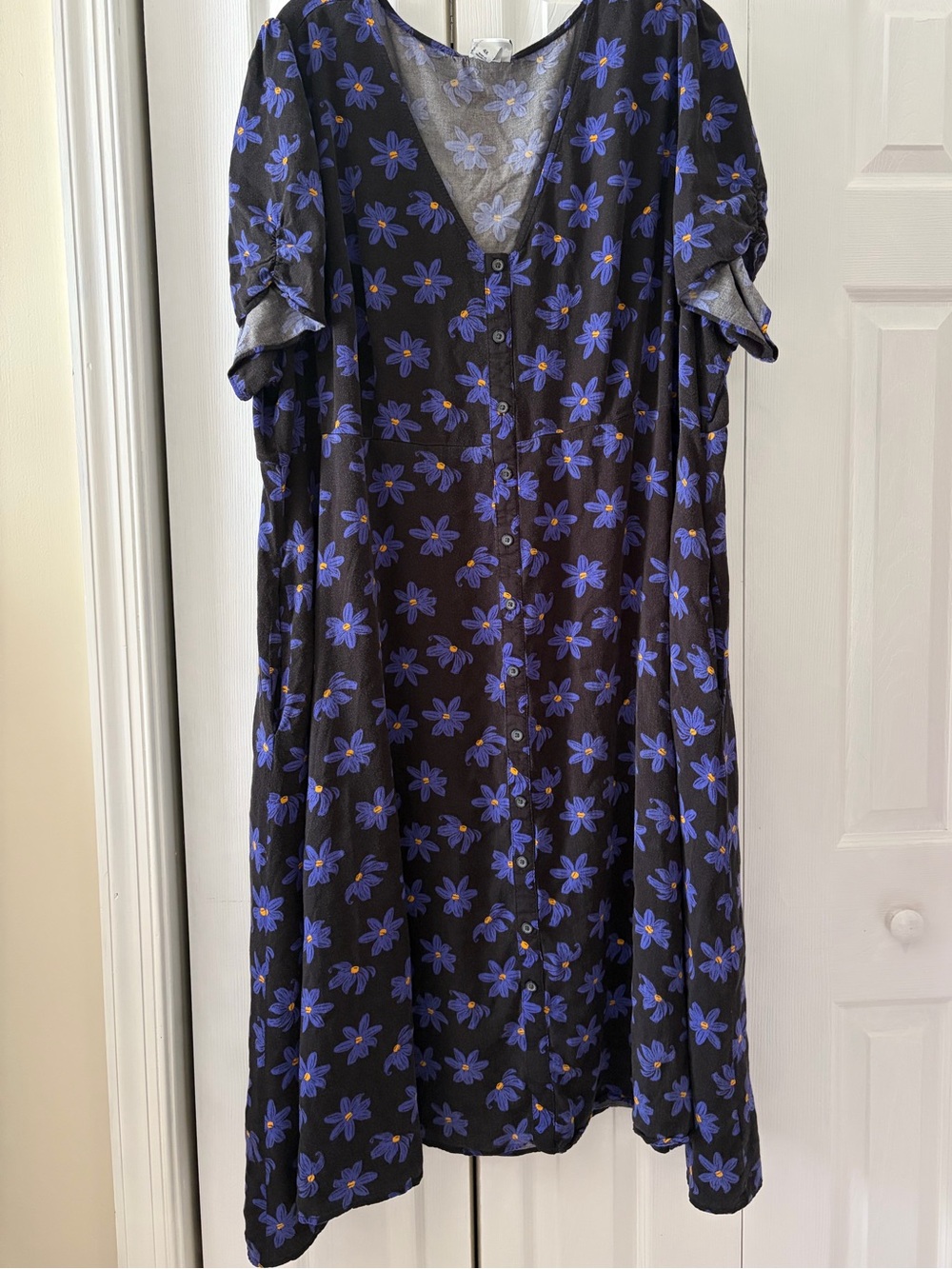 Ava & Viv Black Dress with purple/Blue Floral Print